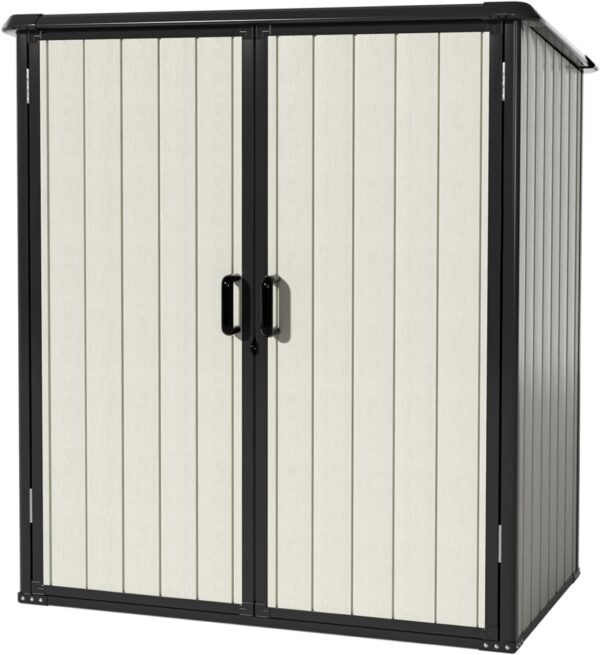 Aoxun Outdoor Storage Shed 5 x 3FT, Resin Shed with Floor and Lockable Door, Plastic Shed for Bike, Garbage Can, Tool, Accessories, Lawn, Garden - Beige - Image 7