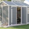 10.5x7.6x7.5 FT Resin Storage Shed with Floor, Outdoor Tool Sheds with Window, Vents and Stainless Steel Cores, for Lawnmowers/Bicycles/Pool Supplies, Grey - Image 7
